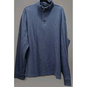 Polo Ralph Lauren Men’s XL 1/4 Zip Blue Pullover Estate Rib Embroidered Pony